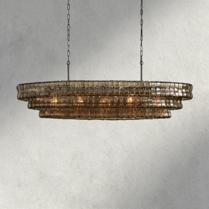 54" / Bronze / Smoke Ghiaccio Oval Chandelier 54", 65"