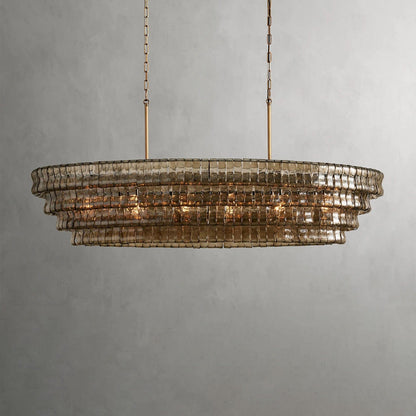 65" / Brass / Smoke Ghiaccio Oval Chandelier 54", 65"