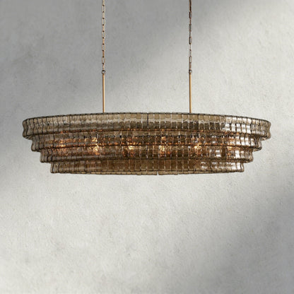 65" / Brass / Smoke Ghiaccio Oval Chandelier 54", 65"