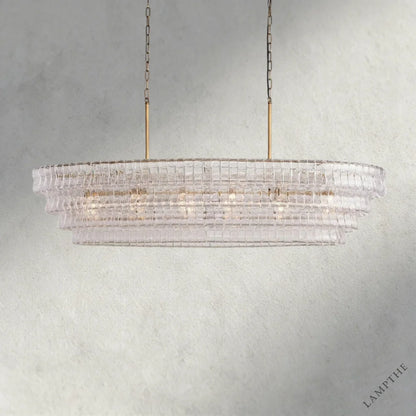 65" / Brass / Clear Ghiaccio Oval Chandelier 54", 65"