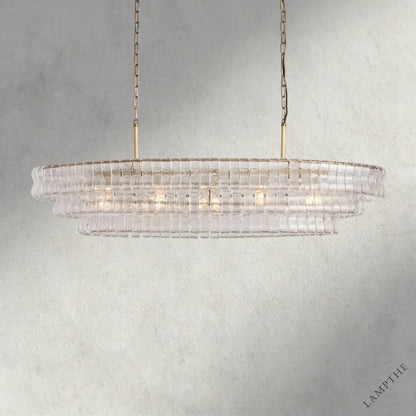 54" / Brass / Clear Ghiaccio Oval Chandelier 54", 65"