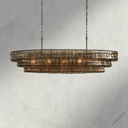 54" / Bronze / Smoke Ghiaccio Oval Chandelier 54", 65"