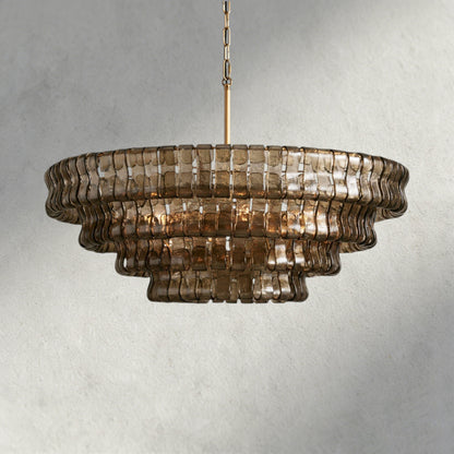 36" / BRASS / SMOKE Ghiaccio Round Chandelier 36", 48",60"