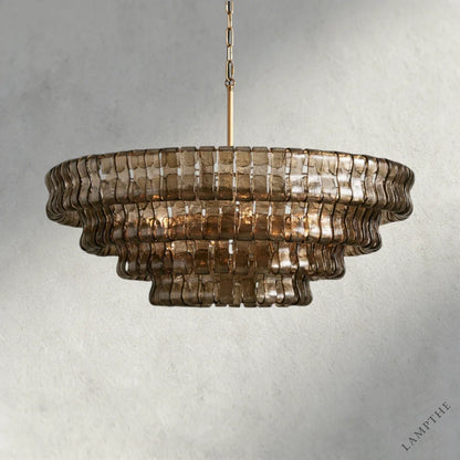 36" / BRASS / SMOKE Ghiaccio Round Chandelier 36", 48",60"