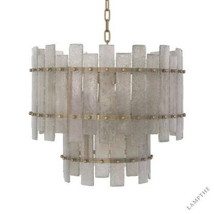 Glacis Modern Brass Chandelier - (Antique Brass Finish | Hand Blown Glass)