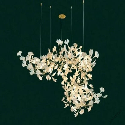 Glessy Ceramic Ginkgo Branch Chandelier 60", 71", 79", 99"