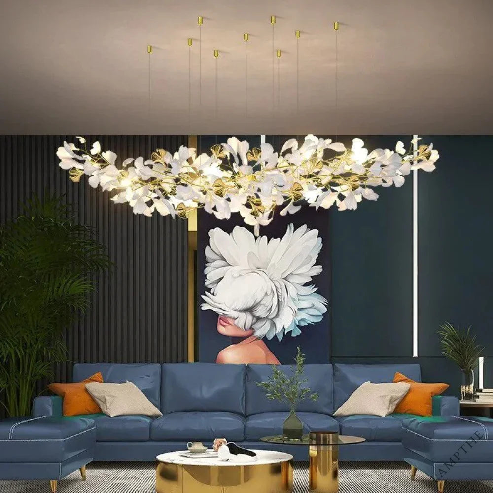 Glessy Ceramic Ginkgo Branch Chandelier 60", 71", 79", 99"