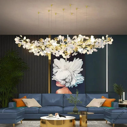 Glessy Ceramic Ginkgo Branch Chandelier 60", 71", 79", 99"