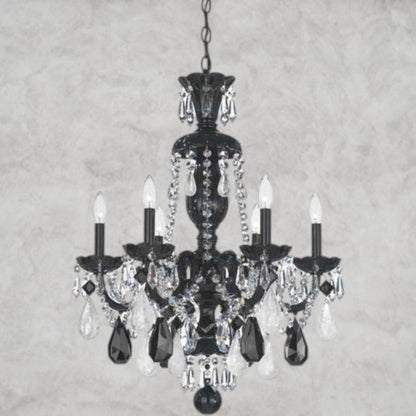 Jet Black Hamilton Rock Crystal 6-Light Chandelier 22"