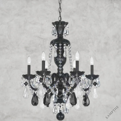 Jet Black Hamilton Rock Crystal 6-Light Chandelier 22"