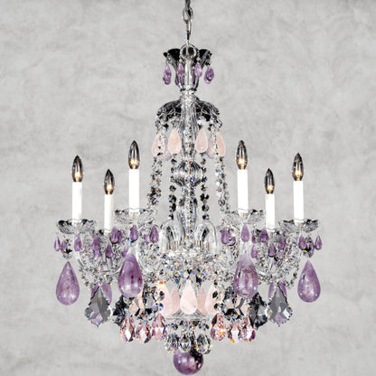 Silver/Amethyst/Rose Hamilton Rock Crystal 7-Light Chandelier 24"