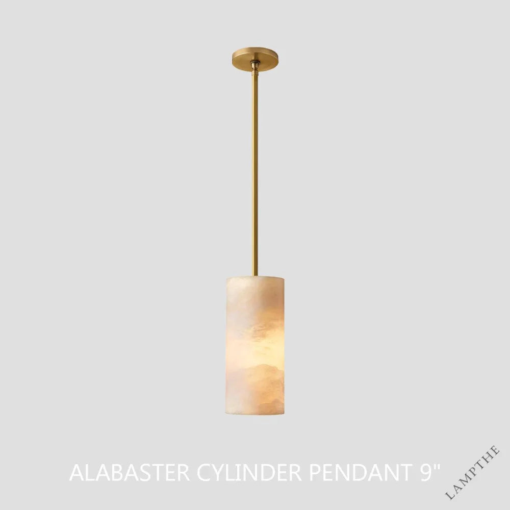 Hand Carved Alabaster Cylinder Pendent