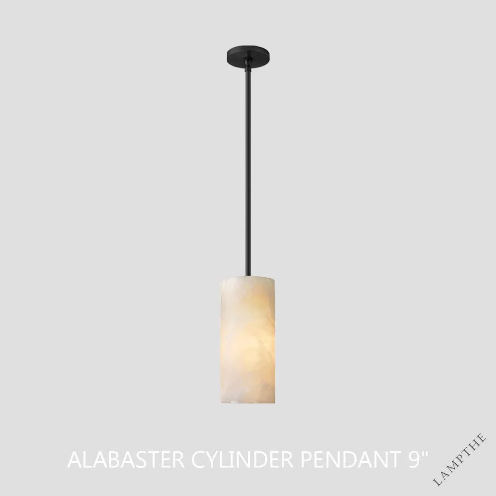 Hand Carved Alabaster Cylinder Pendent