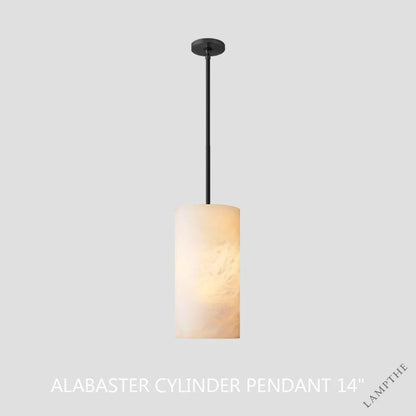 Hand Carved Alabaster Cylinder Pendent