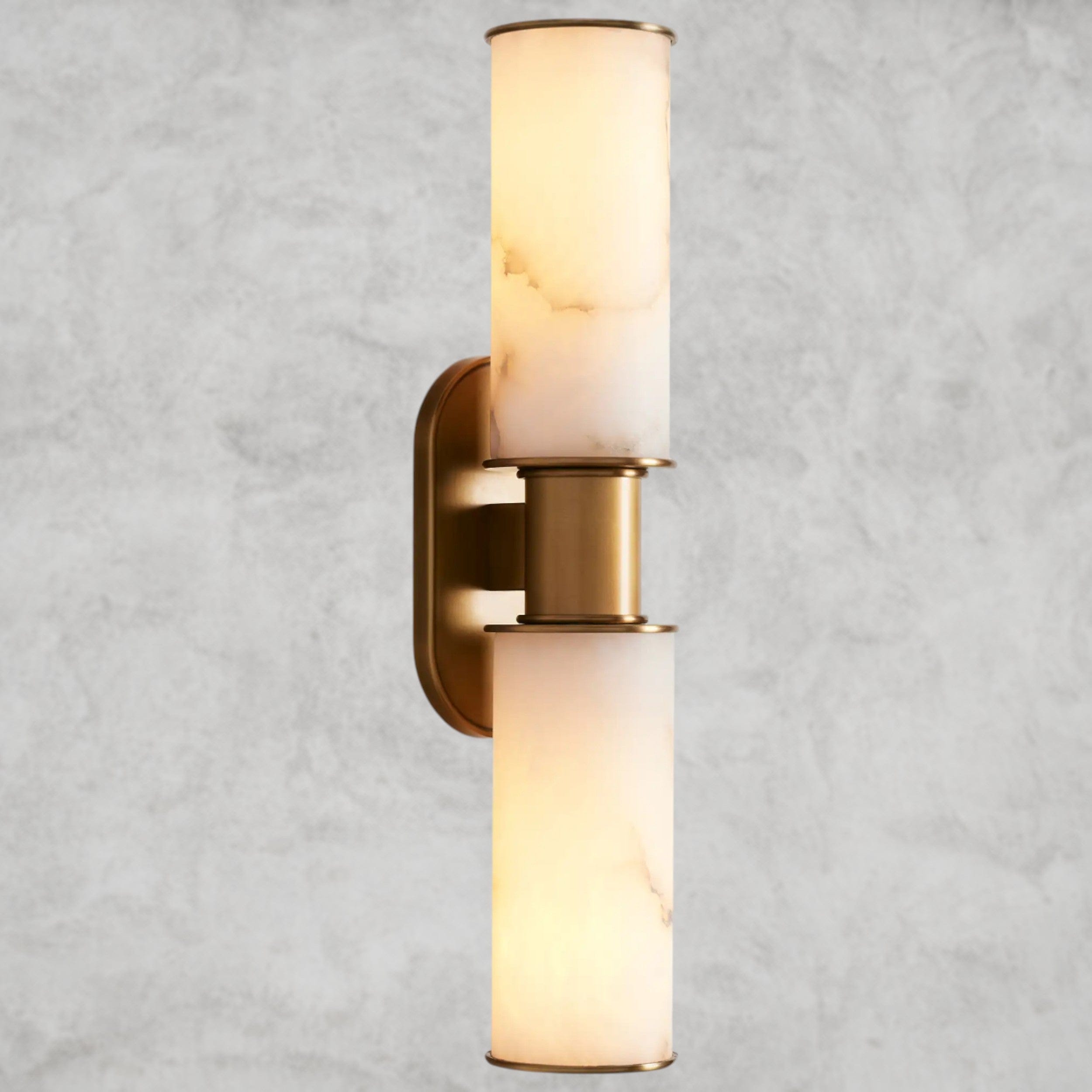 Brass Harlin Double Sconce in Alabaster