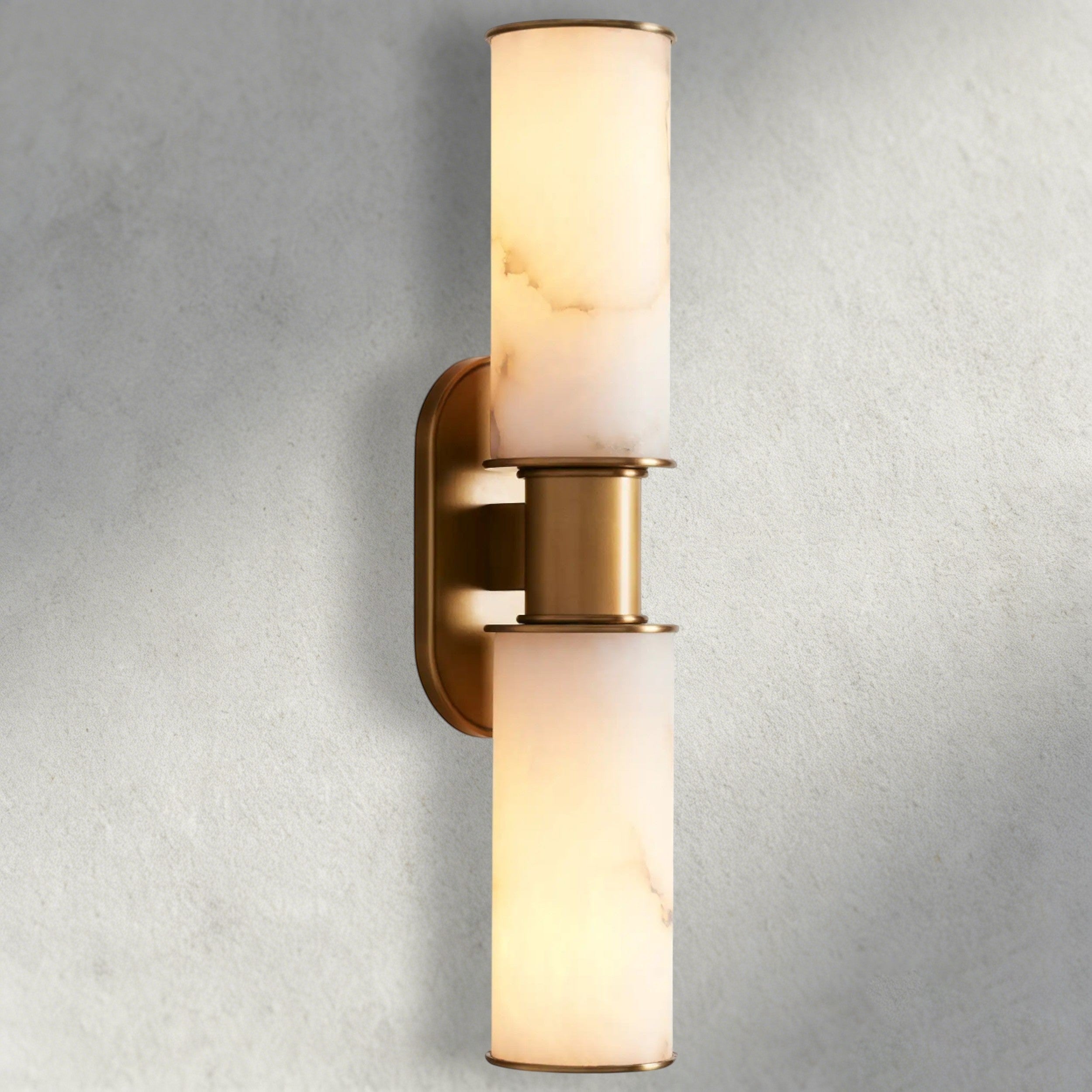 Brass Harlin Double Sconce in Alabaster
