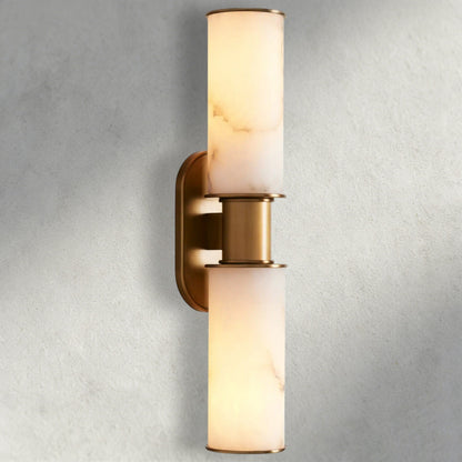Brass Harlin Double Sconce in Alabaster