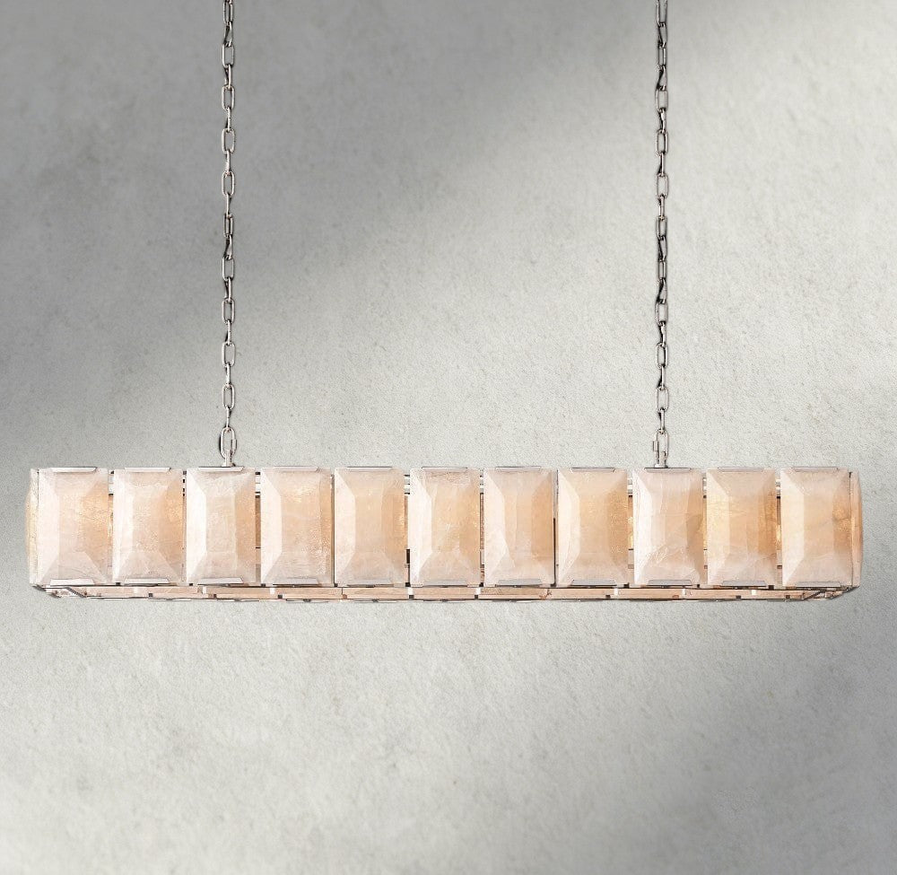 74" / Nickle Harlow Calcite Rectangular Chandelier 42", 54", 62", 74"