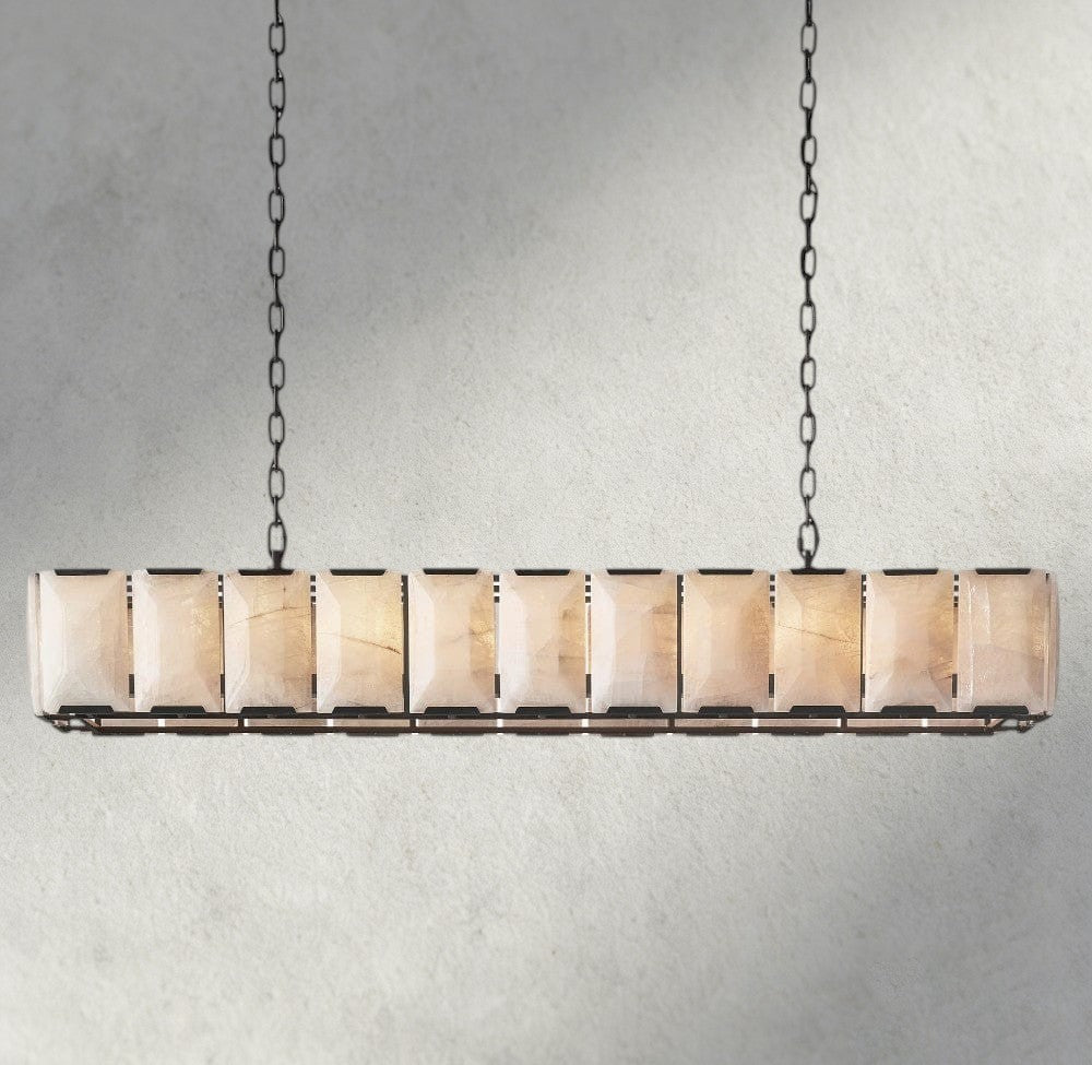 74" / Bronze Harlow Calcite Rectangular Chandelier 42", 54", 62", 74"