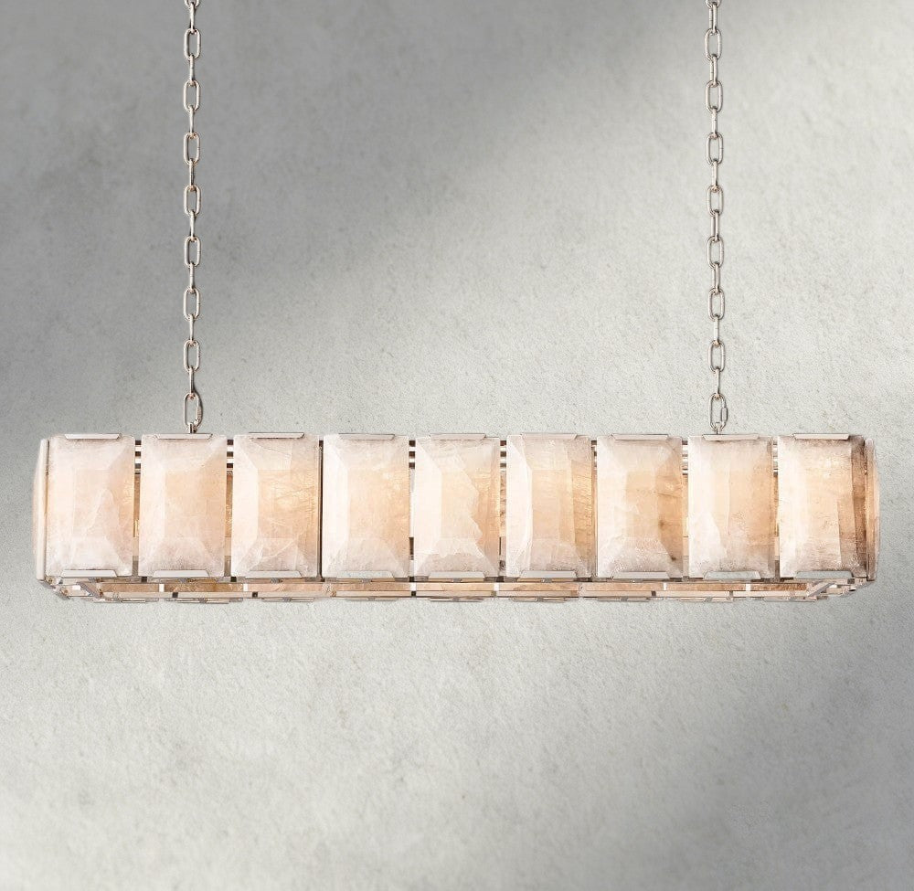 62" / Nickle Harlow Calcite Rectangular Chandelier 42", 54", 62", 74"