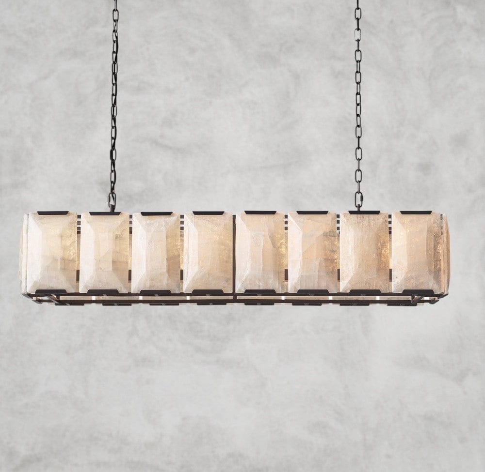 54" / Bronze Harlow Calcite Rectangular Chandelier 42", 54", 62", 74"