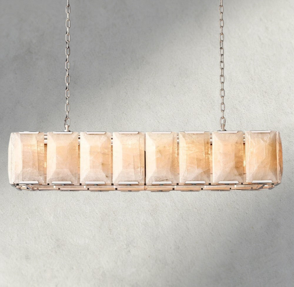 54" / Nickle Harlow Calcite Rectangular Chandelier 42", 54", 62", 74"