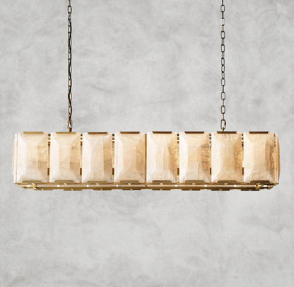 54" / Brass Harlow Calcite Rectangular Chandelier 42", 54", 62", 74"