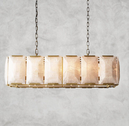 42" / Brass Harlow Calcite Rectangular Chandelier 42", 54", 62", 74"