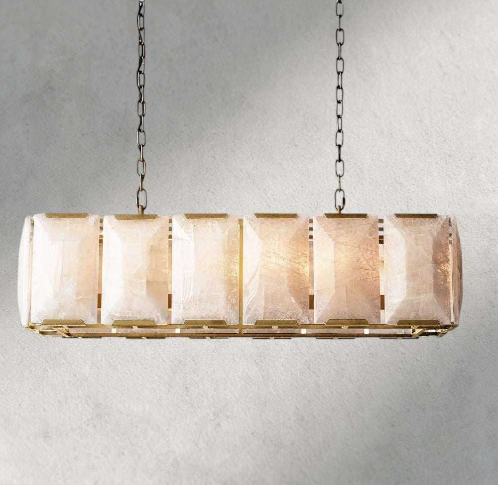 42" / Brass Harlow Calcite Rectangular Chandelier 42", 54", 62", 74"