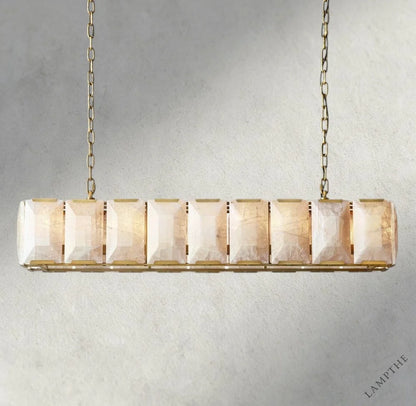 62" / Brass Harlow Calcite Rectangular Chandelier 42", 54", 62", 74"