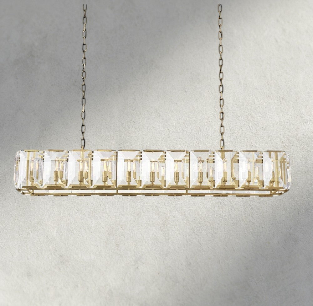 74" / Brass Harlow Crystal Rectangular Chandelier 42", 54", 62", 74"