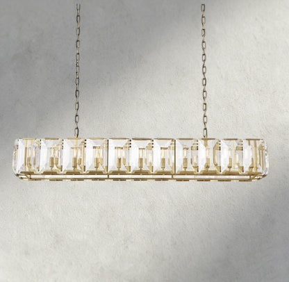 74" / Brass Harlow Crystal Rectangular Chandelier 42", 54", 62", 74"
