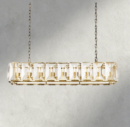62" / Brass Harlow Crystal Rectangular Chandelier 42", 54", 62", 74"