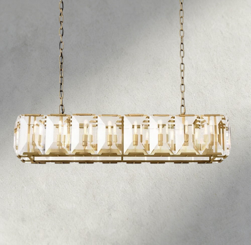 54" / Brass Harlow Crystal Rectangular Chandelier 42", 54", 62", 74"