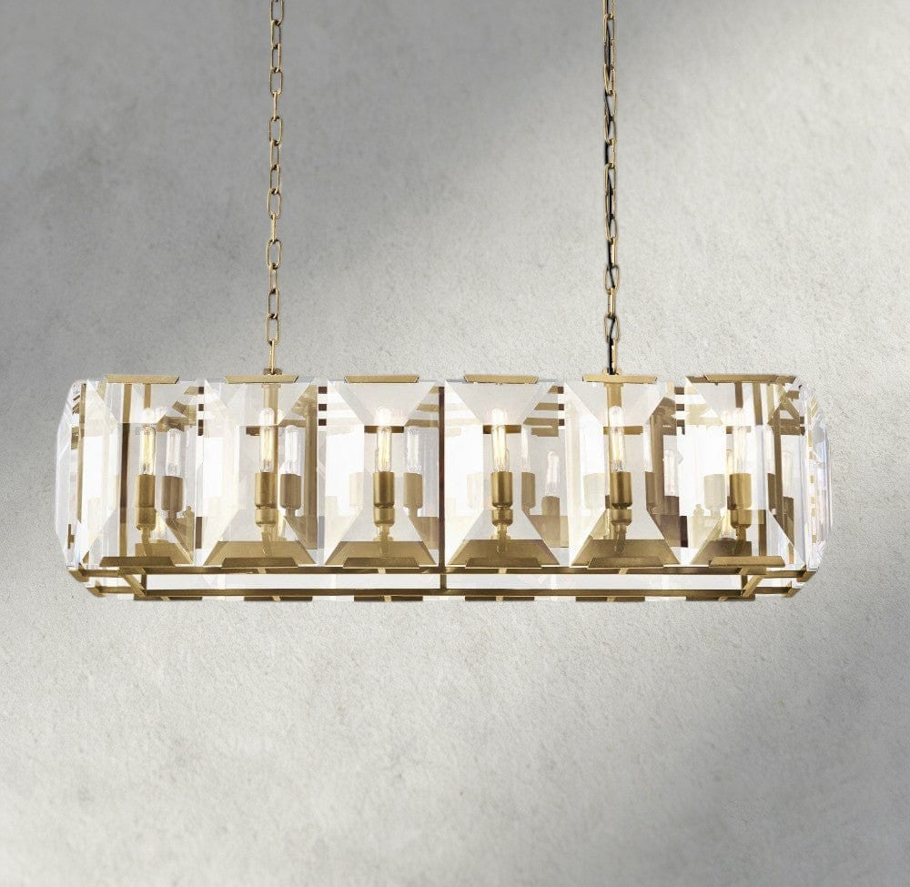 42" / Brass Harlow Crystal Rectangular Chandelier 42", 54", 62", 74"