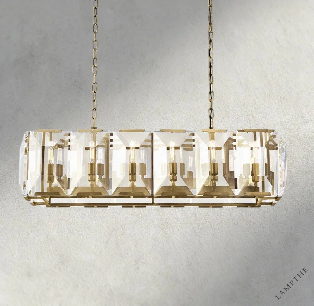 42" / Brass Harlow Crystal Rectangular Chandelier 42", 54", 62", 74"