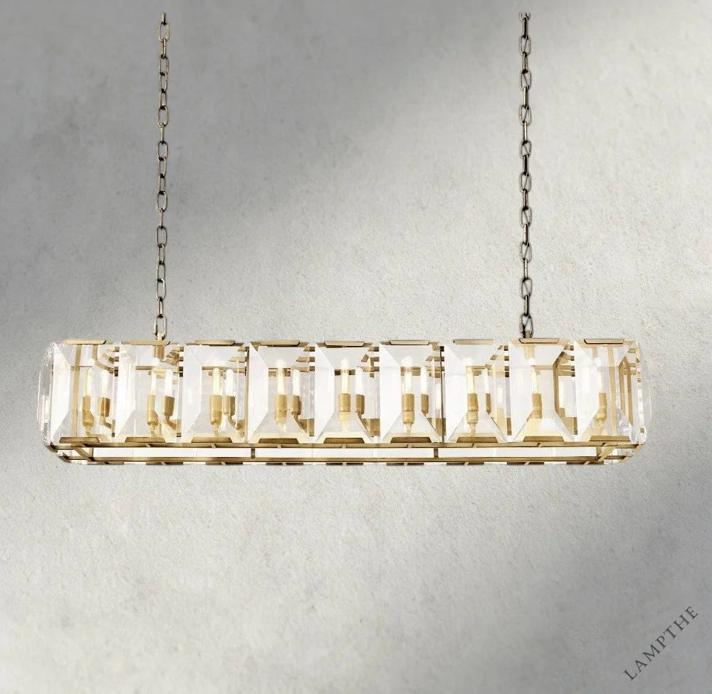 62" / Brass Harlow Crystal Rectangular Chandelier 42", 54", 62", 74"