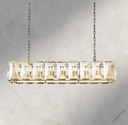 62" / Brass Harlow Crystal Rectangular Chandelier 42", 54", 62", 74"