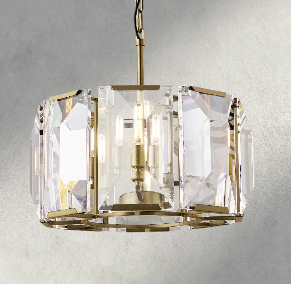19" / Brass Harlow Crystal Round Chandelier 19", 31", 43", 60"
