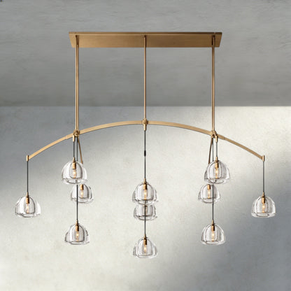 72" / Brass Hemisphere Linear Chandelier 54", 72"