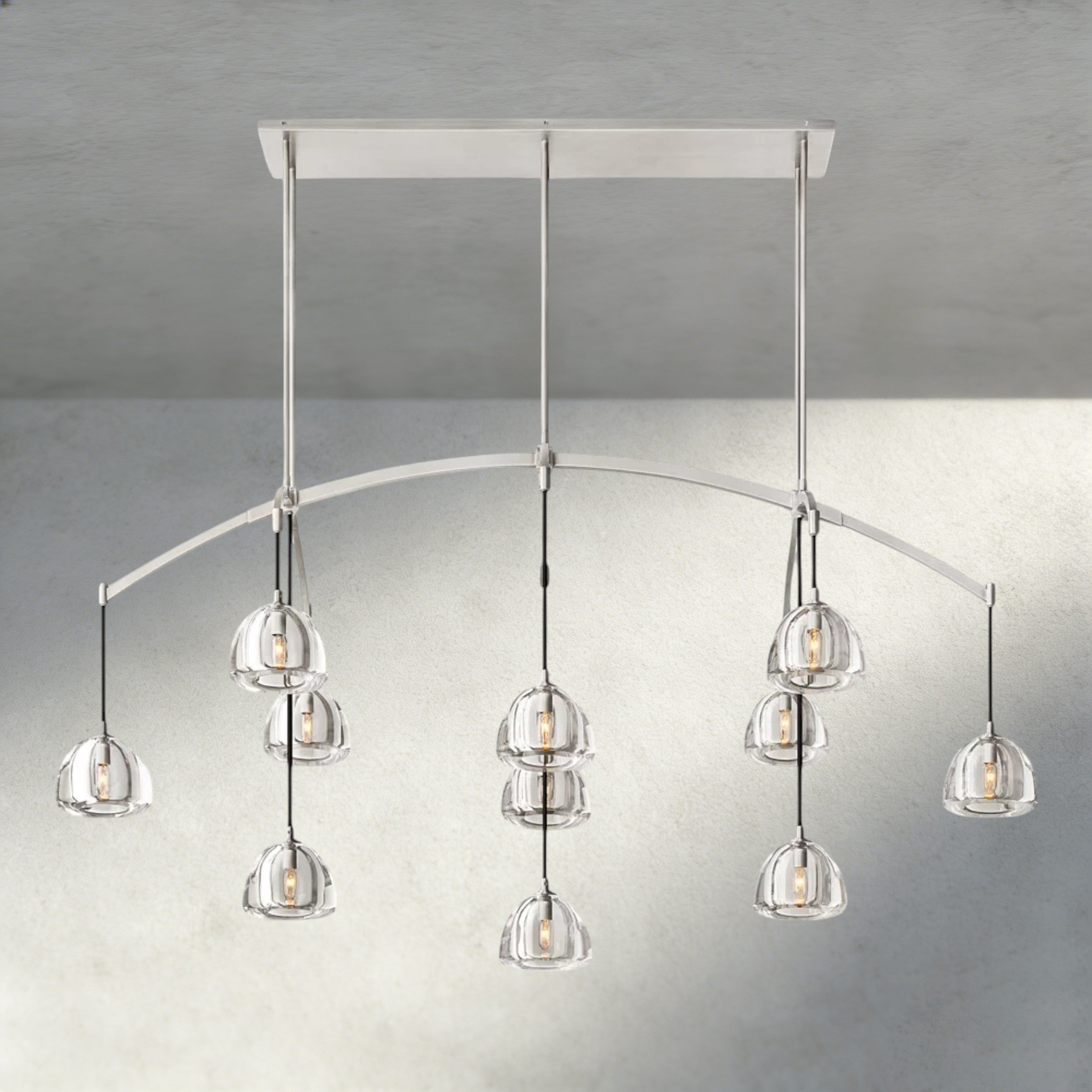 72" / Nickle Hemisphere Linear Chandelier 54", 72"