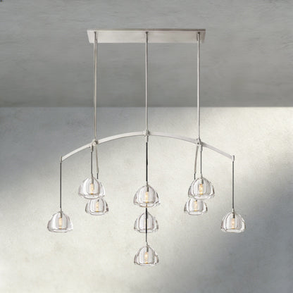 54" / Nickle Hemisphere Linear Chandelier 54", 72"
