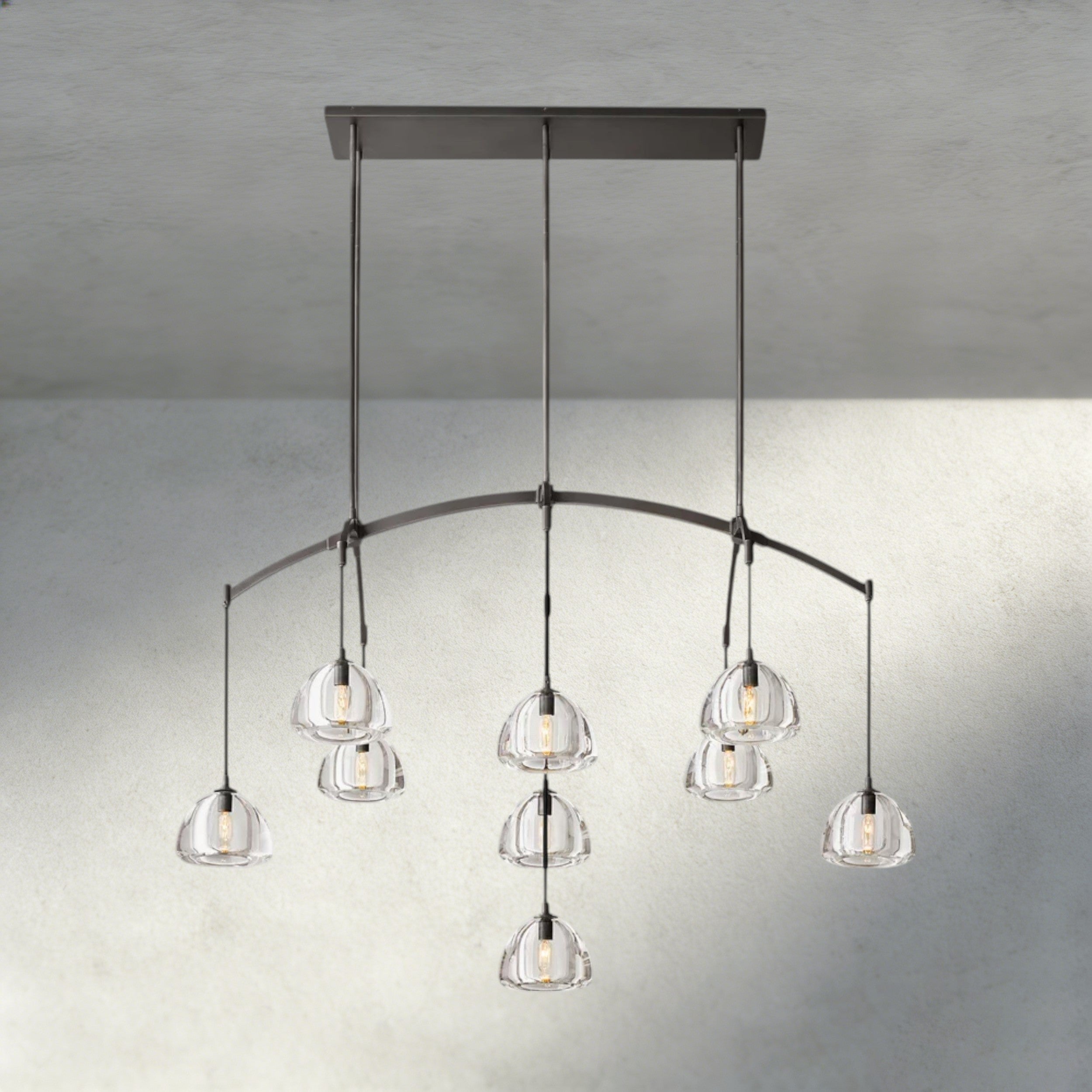 54" / Bronze Hemisphere Linear Chandelier 54", 72"