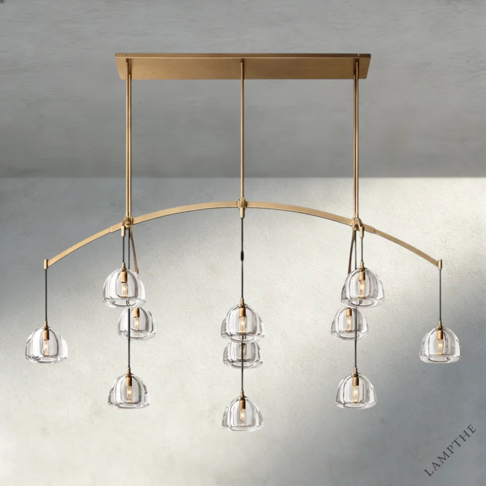 72" / Brass Hemisphere Linear Chandelier 54", 72"
