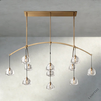 72" / Brass Hemisphere Linear Chandelier 54", 72"
