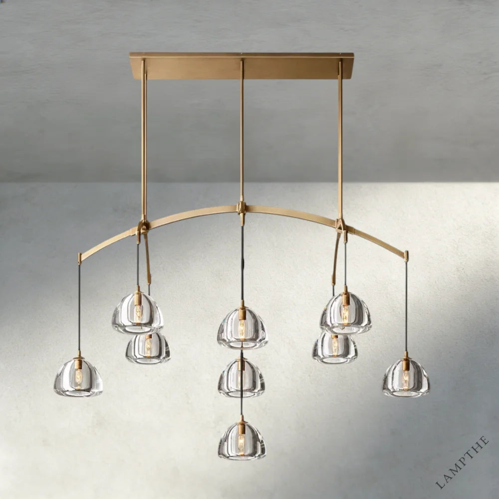 54" / Brass Hemisphere Linear Chandelier 54", 72"