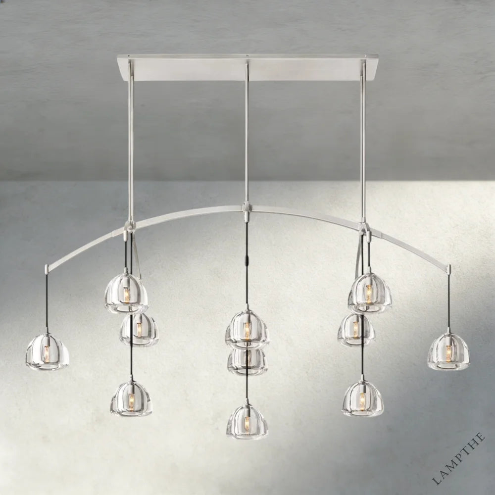 72" / Nickle Hemisphere Linear Chandelier 54", 72"