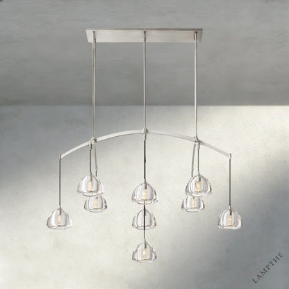 54" / Nickle Hemisphere Linear Chandelier 54", 72"
