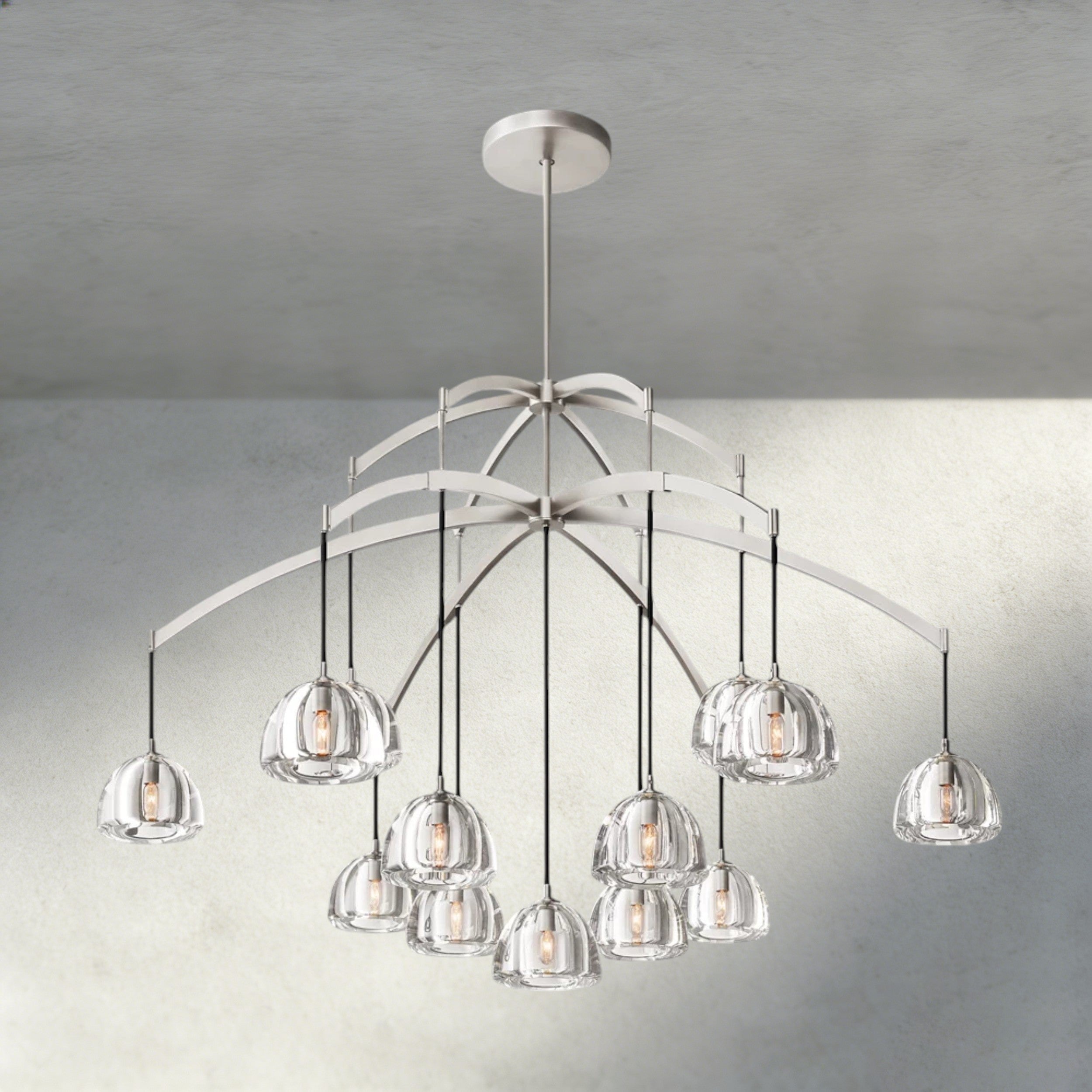 60" / Nickle Hemisphere Round Chandelier 36", 48", 60"