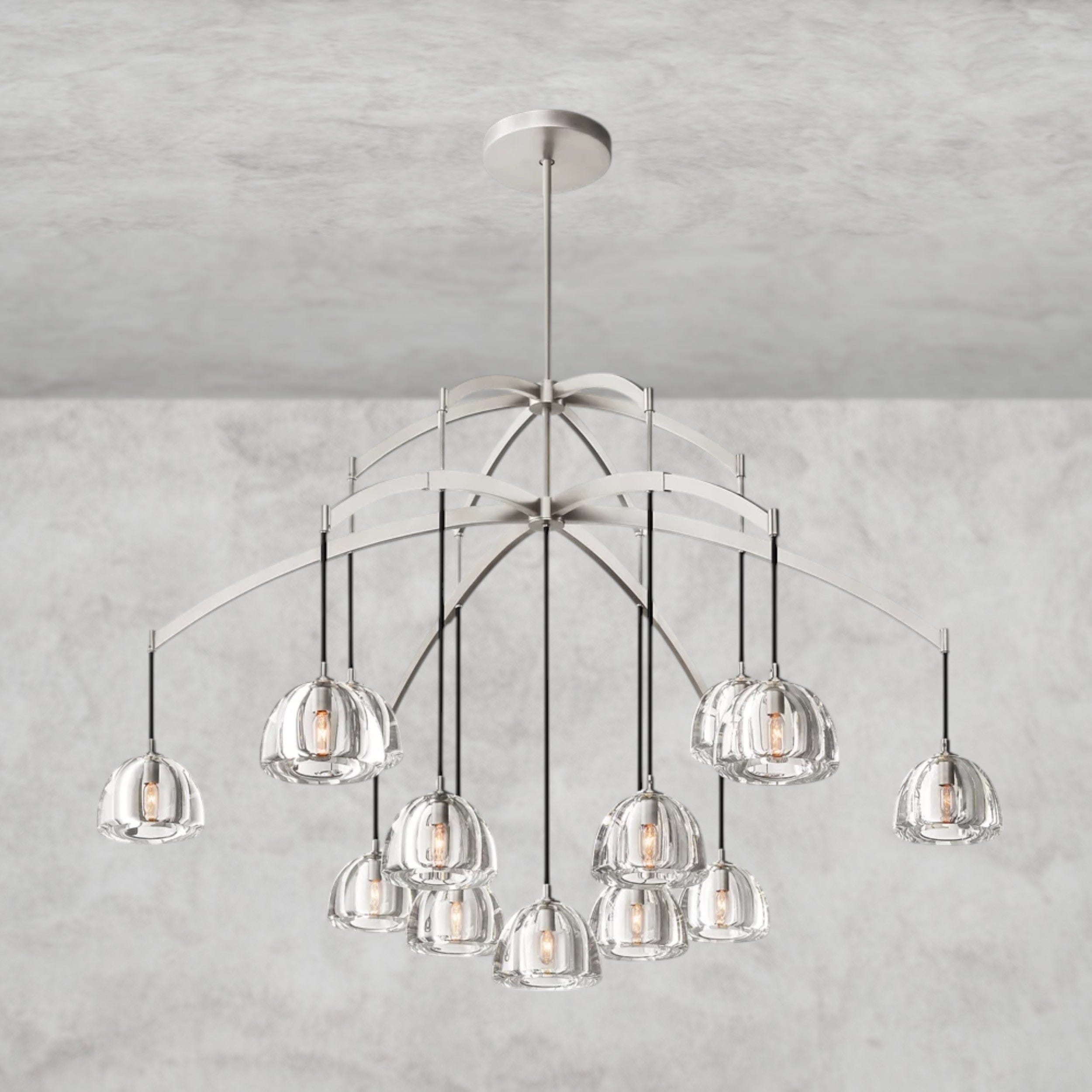 60" / Nickle Hemisphere Round Chandelier 36", 48", 60"